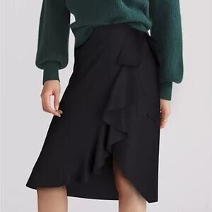 Anthropologie Maeve Flounced Midi Skirt Black NWT Boho Ruffle Flowy Size 10